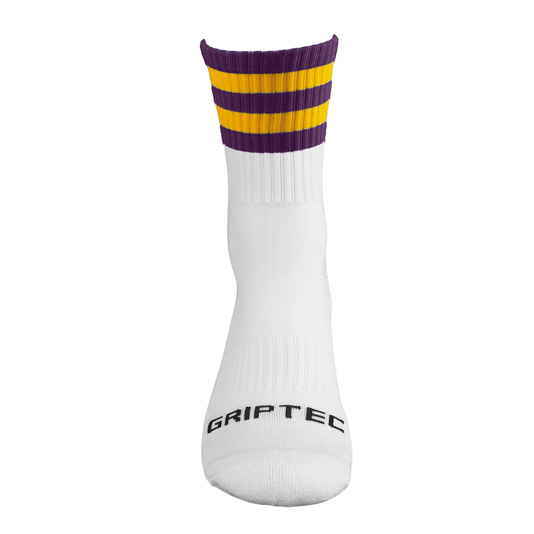 Purple and Yellow non slip GAA grip socks