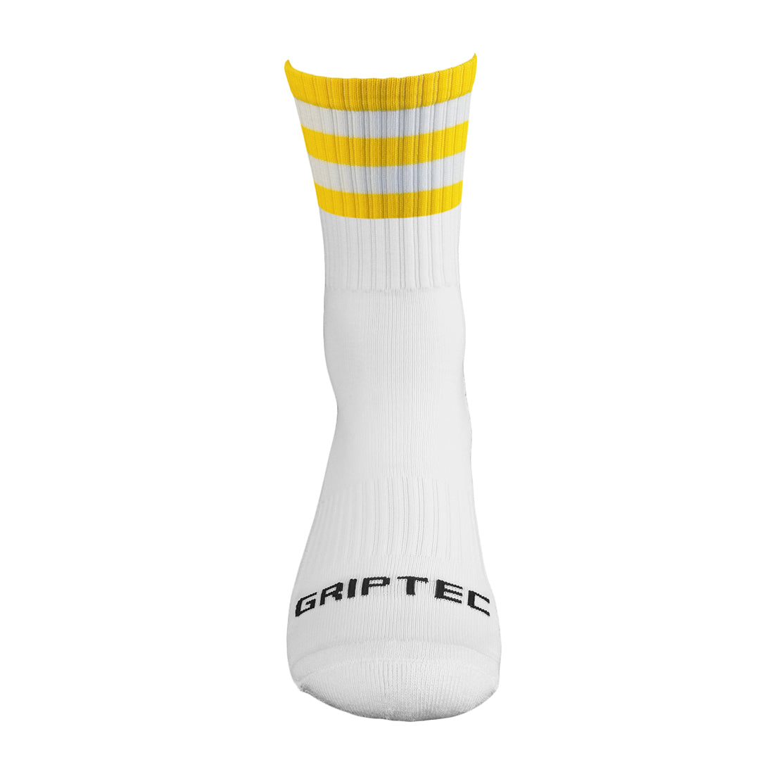 Yellow and White non slip GAA grip socks