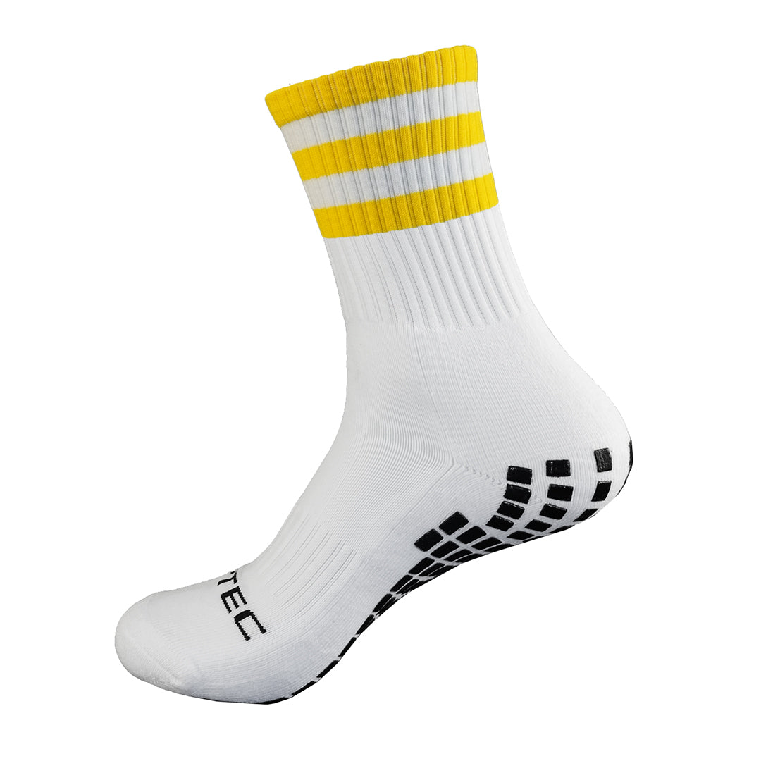 Yellow and White non slip GAA grip socks