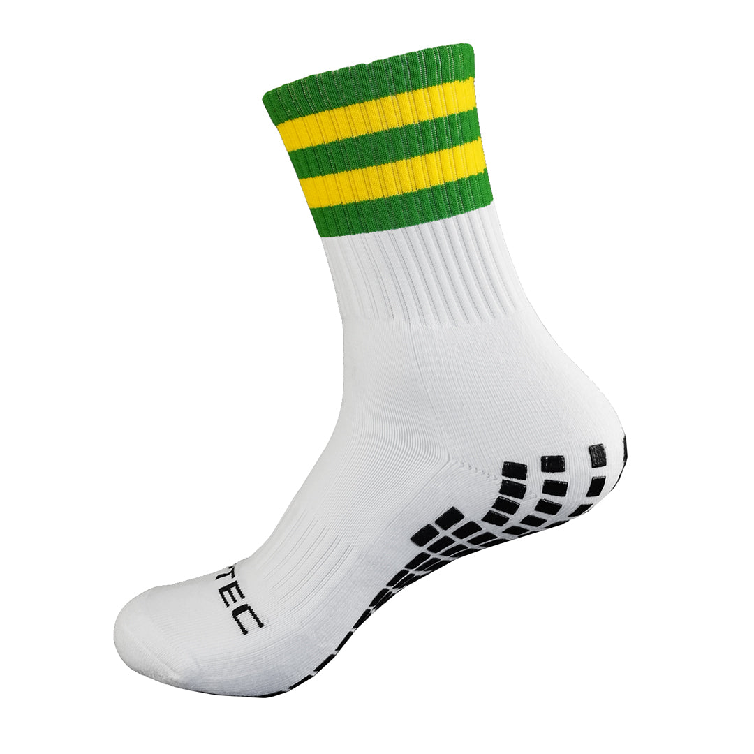 Green and Gold non slip GAA grip socks