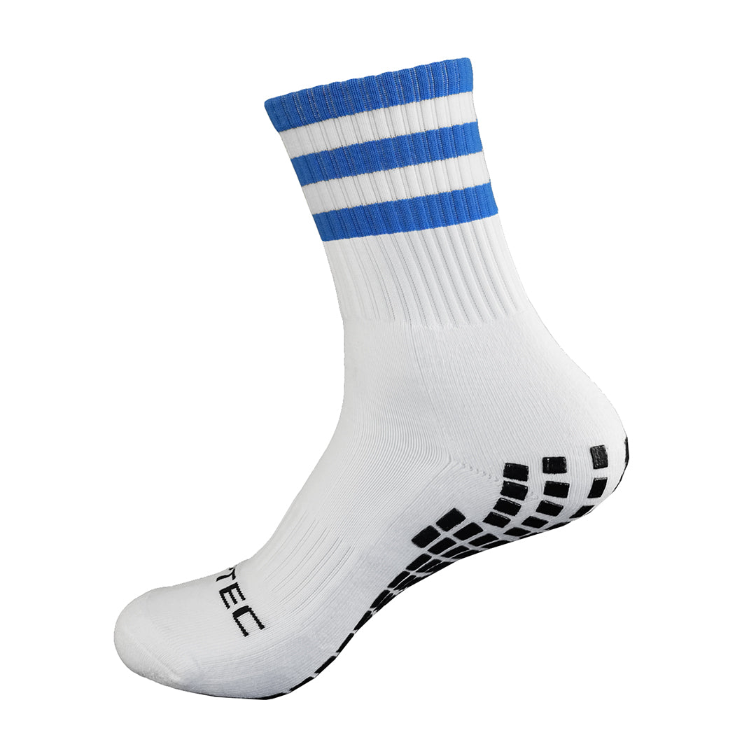 Blue and White non slip GAA grip socks