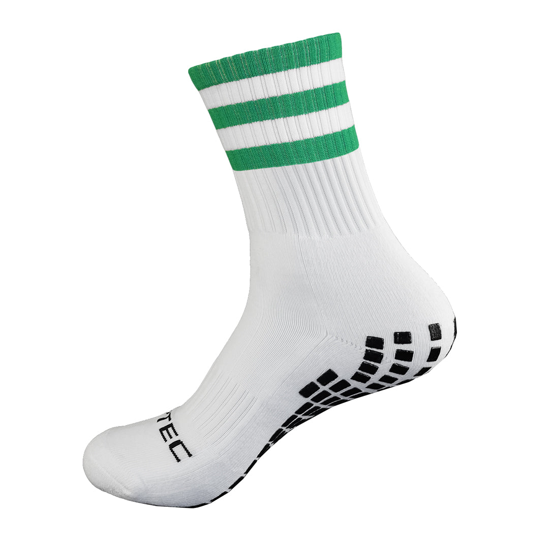 Green and White non slip GAA grip socks